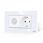 Senzor de Miscare 2M si Priza Schuko LUXION  cu Rama din Sticla, Standard Italian, 4M SmartElectro IntelligentHouse