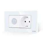 Senzor de Miscare 2M si Priza Schuko LUXION  cu Rama din Sticla, Standard Italian, 4M SmartElectro IntelligentHouse