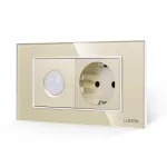 Senzor de Miscare 2M si Priza Schuko LUXION  cu Rama din Sticla, Standard Italian, 4M SmartElectro IntelligentHouse