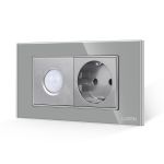 Senzor de Miscare 2M si Priza Schuko LUXION  cu Rama din Sticla, Standard Italian, 4M SmartElectro IntelligentHouse