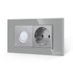 Senzor de Miscare 2M si Priza Schuko LUXION  cu Rama din Sticla, Standard Italian, 4M SmartElectro IntelligentHouse