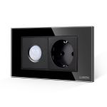Senzor de Miscare 2M si Priza Schuko LUXION  cu Rama din Sticla, Standard Italian, 4M SmartElectro IntelligentHouse