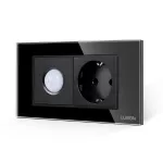 Senzor de Miscare 2M si Priza Schuko LUXION  cu Rama din Sticla, Standard Italian, 4M SmartElectro IntelligentHouse