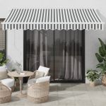 Copertină retractabilă antracit/alb, 3,5x2,5 m, textil/aluminiu GartenMobel Dekor