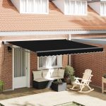 Cortina Retractabilă Negru 400 × 300 cm Poliester și Aluminiu GartenMobel Dekor