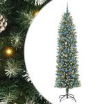 Copac Artificial Slăb de Crăciun cu 300 LED Verde și alb 240 cm GartenMobel Dekor