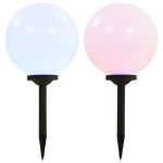 Lămpi solare de exterior cu LED, 2 buc, 30 cm, RGB, sferic GartenMobel Dekor