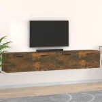 Dulapuri de perete 2 buc. stejar fumuriu 100x36,5x35 cm lemn GartenMobel Dekor