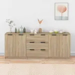 Servante, 3 piese, stejar sonoma, lemn prelucrat GartenMobel Dekor