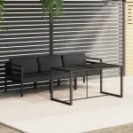 Set mobilier de grădină cu perne, 4 piese, antracit, aluminiu GartenMobel Dekor
