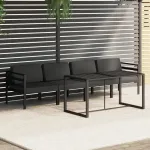 Set mobilier de grădină cu perne, 5 piese, antracit, aluminiu GartenMobel Dekor