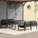Set mobilier de grădină cu perne, 5 piese, antracit, aluminiu GartenMobel Dekor