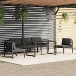 Set mobilier de grădină cu perne, 6 piese, antracit, aluminiu GartenMobel Dekor