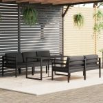 Set mobilier de grădină cu perne, 6 piese, antracit, aluminiu GartenMobel Dekor