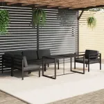 Set mobilier de grădină cu perne, 6 piese, antracit, aluminiu GartenMobel Dekor