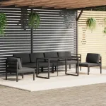 Set mobilier de grădină cu perne, 7 piese, antracit, aluminiu GartenMobel Dekor