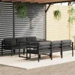 Set mobilier de grădină cu perne, 7 piese, antracit, aluminiu GartenMobel Dekor