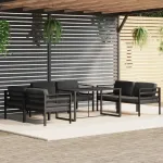 Set mobilier de grădină cu perne, 7 piese, antracit, aluminiu GartenMobel Dekor