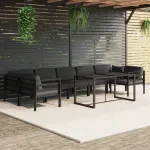 Set mobilier de grădină cu perne, 8 piese, antracit, aluminiu GartenMobel Dekor