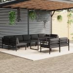 Set mobilier relaxare grădină 10 piese perne aluminiu antracit GartenMobel Dekor