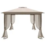 Cort pavilion de gradina tip pergola, automat pop-up, 300×300 cm, cu 4 pereti laterali cu plasa, impermeabil cu rezistenta UV, bej Household NewTrend