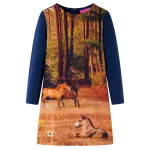 Rochie pentru copii cu mâneci lungi, bleumarin, 116 GartenMobel Dekor