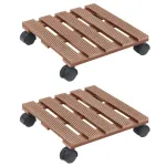 Suporturi de plante cu role, 2 buc., maro, 30x30x7,5 cm, WPC GartenMobel Dekor