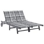 Șezlong grădină cu pernă, 2 persoane, gri, lemn masiv acacia GartenMobel Dekor