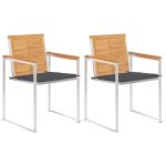 Scaune de grădină cu perne, 2 buc., lemn masiv de tec și oțel GartenMobel Dekor