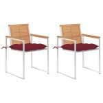 Scaune grădină cu perne, 2 buc., lemn masiv tec și oțel GartenMobel Dekor