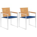 Scaune grădină cu perne, 2 buc., lemn masiv tec/oțel GartenMobel Dekor