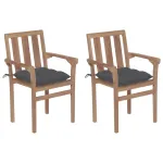 Scaune de grădină cu perne antracit, 2 buc., lemn masiv de tec GartenMobel Dekor