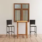 Set mobilier bar de grădină cu perne, 3 piese, negru GartenMobel Dekor