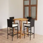 Set mobilier bar de grădină cu perne, 5 piese, negru GartenMobel Dekor
