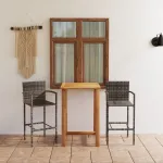 Set mobilier de bar de grădină, 3 piese, gri GartenMobel Dekor