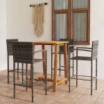 Set mobilier de bar de grădină, 5 piese, gri GartenMobel Dekor