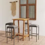 Set mobilier de bar de grădină cu perne, 5 piese, gri GartenMobel Dekor