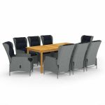 Set mobilier de grădină, 9 piese, gri deschis GartenMobel Dekor