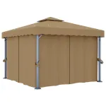Pavilion cu perdea, gri taupe, 3x3 m, aluminiu GartenMobel Dekor