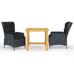 Set de masă pentru grădină, 3 piese, gri închis GartenMobel Dekor