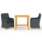 Set de masă pentru grădină, 3 piese, gri închis GartenMobel Dekor
