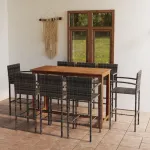 Set mobilier bar de grădină, 9 piese, gri GartenMobel Dekor