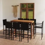 Set mobilier bar de grădină, 9 piese, negru GartenMobel Dekor