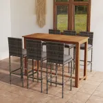 Set mobilier bar de grădină cu perne, 7 piese, gri GartenMobel Dekor