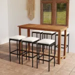 Set mobilier bar de grădină cu perne, 7 piese, negru GartenMobel Dekor