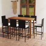 Set mobilier bar de grădină cu perne, 9 piese, negru GartenMobel Dekor