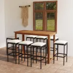 Set mobilier bar de grădină cu perne, 9 piese, negru GartenMobel Dekor