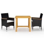 Set mobilier de grădină, 3 piese, negru GartenMobel Dekor