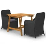 Set mobilier de grădină, 3 piese, negru GartenMobel Dekor