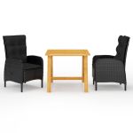 Set mobilier de grădină, 3 piese, negru GartenMobel Dekor